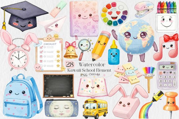 Cute Kawaii School Element PNG: Strategic Use for Creative and Commercial Projects