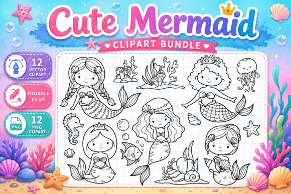 Cute Mermaid Clipart Bundle: Practical Design Magic for Every Creator