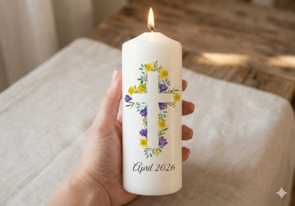 Easter Floral Cross Watercolor PNG Art: A Timeless Design for Spring Celebrations