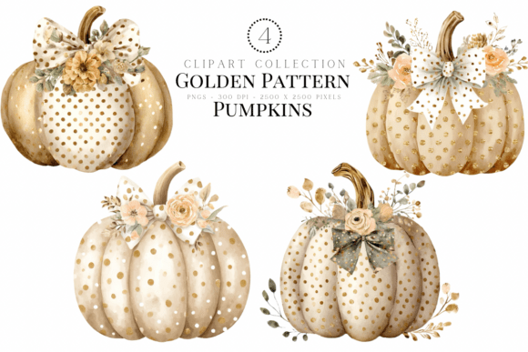 Elevating Autumn Design: The Rise of Golden Pattern Pumpkins Clipart