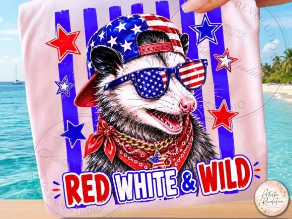 Funny 4th of July PNG Patriotic Opossum