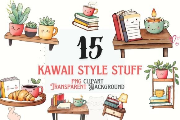 Kawaii PNG Clipart Cozy Cute Set: A Versatile Design Resource for Modern Creatives