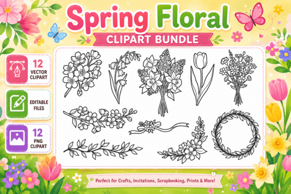 Spring Floral Clipart Bundle: Creative Design Made Easy