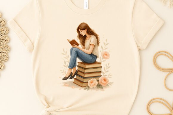 Unlock Creativity with the Girl and Books T-Shirt Sublimation PNG