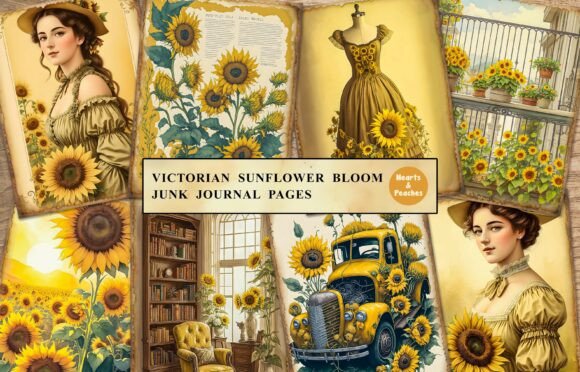 Victorian Sunflower Bloom Junk Journal